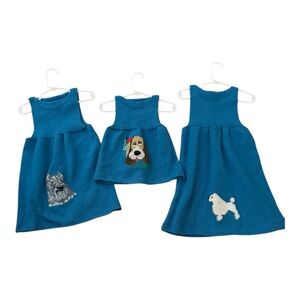 Handmade Knit Dog Sweater Dress Set Cottagecore Whimsical Kids 6-12 mo, 2T, 4T